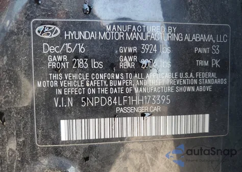 2017 Hyundai Elantra Se z USA, uszkodzony, nr VIN 5NPD84LF1HH173395
